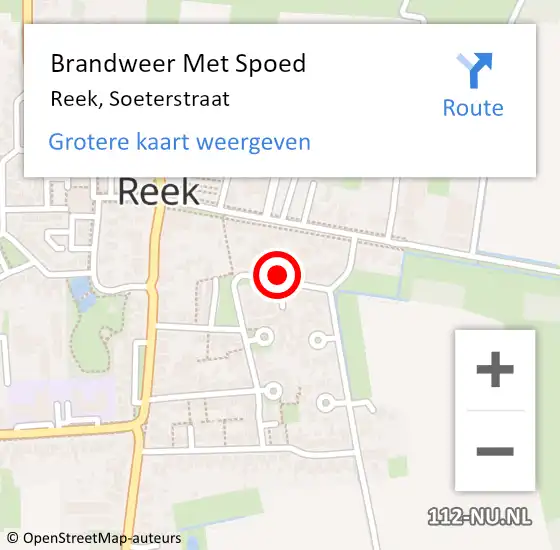 Locatie op kaart van de 112 melding: Brandweer Met Spoed Naar Reek, Soeterstraat op 6 juli 2017 14:06