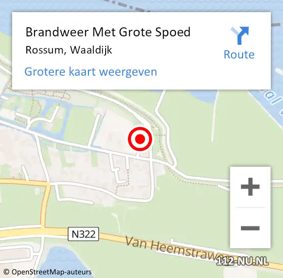Locatie op kaart van de 112 melding: Brandweer Met Grote Spoed Naar Rossum, Waaldijk op 6 juli 2017 14:09