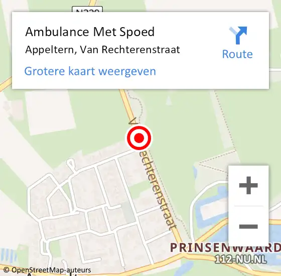 Locatie op kaart van de 112 melding: Ambulance Met Spoed Naar Appeltern, Van Rechterenstraat op 6 juli 2017 14:14