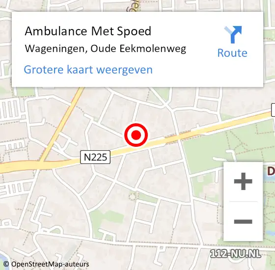 Locatie op kaart van de 112 melding: Ambulance Met Spoed Naar Wageningen, Oude Eekmolenweg op 6 juli 2017 14:17