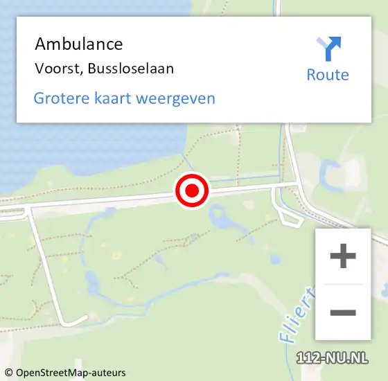 Locatie op kaart van de 112 melding: Ambulance Voorst, Bussloselaan op 6 juli 2017 14:23