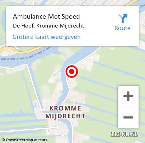 Locatie op kaart van de 112 melding: Ambulance Met Spoed Naar De Hoef, Kromme Mijdrecht op 6 juli 2017 14:34