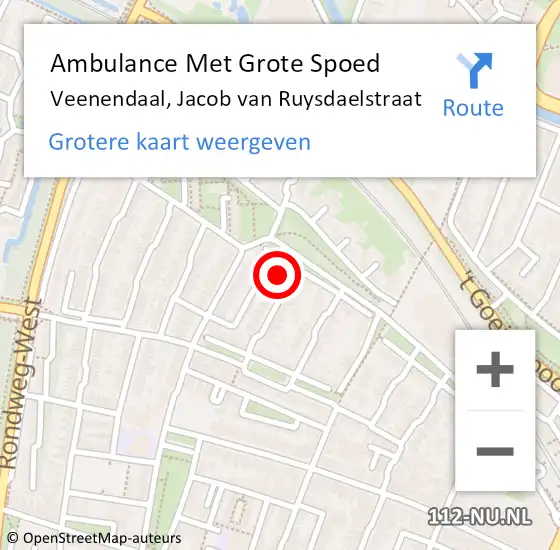 Locatie op kaart van de 112 melding: Ambulance Met Grote Spoed Naar Veenendaal, Jacob van Ruysdaelstraat op 6 juli 2017 14:39