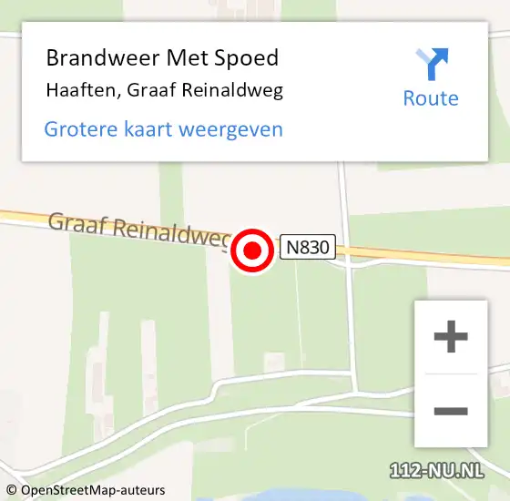 Locatie op kaart van de 112 melding: Brandweer Met Spoed Naar Haaften, Graaf Reinaldweg op 6 juli 2017 14:40