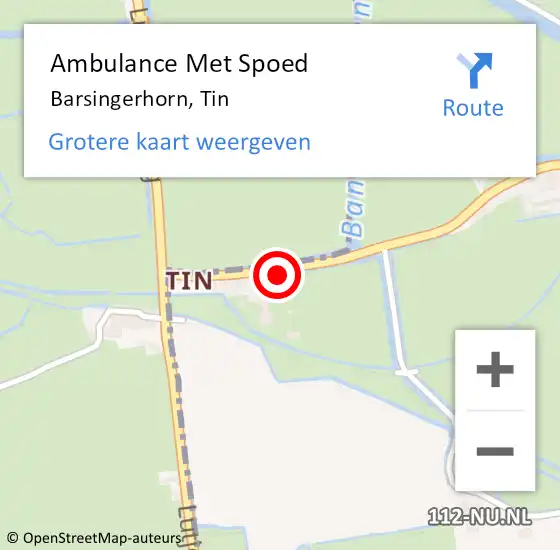 Locatie op kaart van de 112 melding: Ambulance Met Spoed Naar Barsingerhorn, Tin op 6 juli 2017 14:47