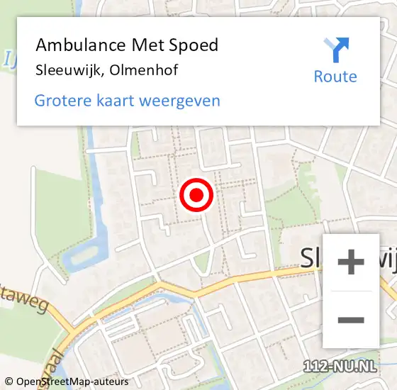 Locatie op kaart van de 112 melding: Ambulance Met Spoed Naar Sleeuwijk, Olmenhof op 26 januari 2014 06:37