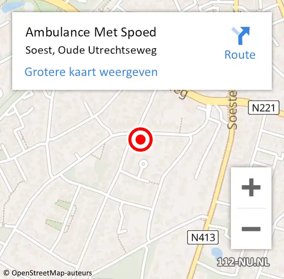 Locatie op kaart van de 112 melding: Ambulance Met Spoed Naar Soest, Oude Utrechtseweg op 6 juli 2017 15:19