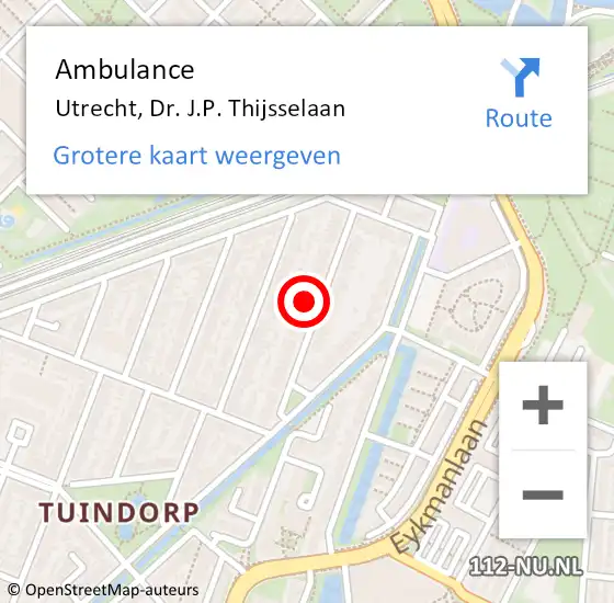 Locatie op kaart van de 112 melding: Ambulance Utrecht, Dr. J.P. Thijsselaan op 6 juli 2017 15:33