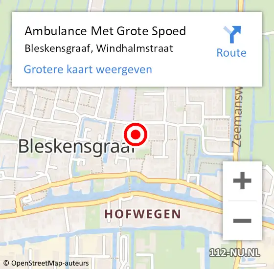 Locatie op kaart van de 112 melding: Ambulance Met Grote Spoed Naar Bleskensgraaf, Windhalmstraat op 26 januari 2014 06:44