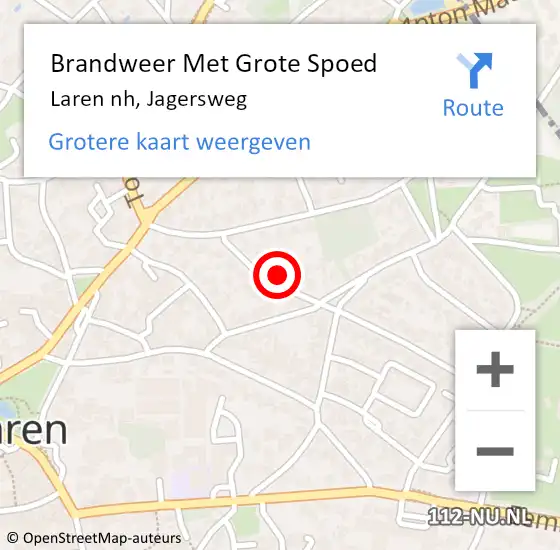 Locatie op kaart van de 112 melding: Brandweer Met Grote Spoed Naar Laren nh, Jagersweg op 6 juli 2017 16:02