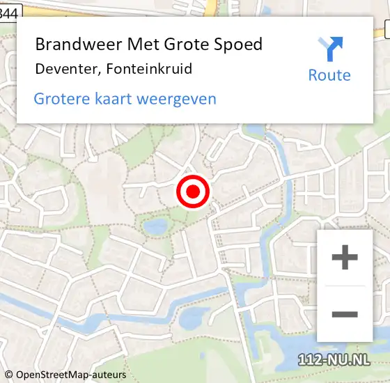 Locatie op kaart van de 112 melding: Brandweer Met Grote Spoed Naar Deventer, Fonteinkruid op 6 juli 2017 16:26