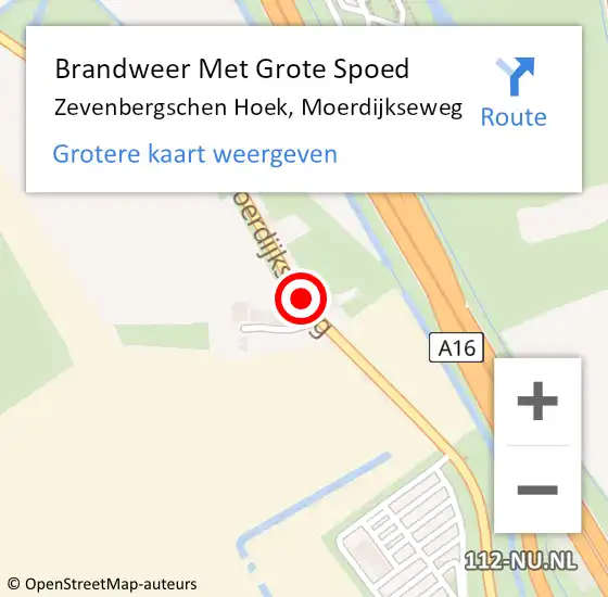 Locatie op kaart van de 112 melding: Brandweer Met Grote Spoed Naar Zevenbergschen Hoek, Moerdijkseweg op 6 juli 2017 16:43