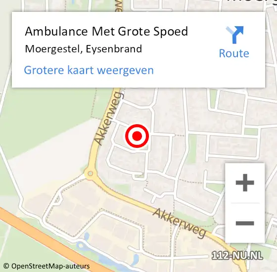 Locatie op kaart van de 112 melding: Ambulance Met Grote Spoed Naar Moergestel, Eysenbrand op 26 januari 2014 07:09