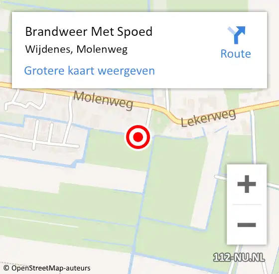 Locatie op kaart van de 112 melding: Brandweer Met Spoed Naar Wijdenes, Molenweg op 6 juli 2017 17:13