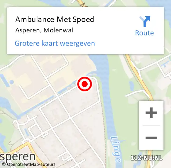 Locatie op kaart van de 112 melding: Ambulance Met Spoed Naar Asperen, Molenwal op 6 juli 2017 17:14