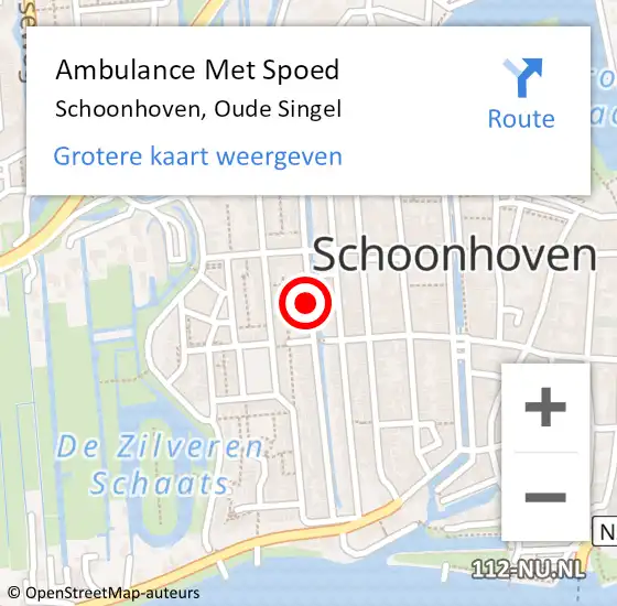 Locatie op kaart van de 112 melding: Ambulance Met Spoed Naar Schoonhoven, Oude Singel op 6 juli 2017 17:20