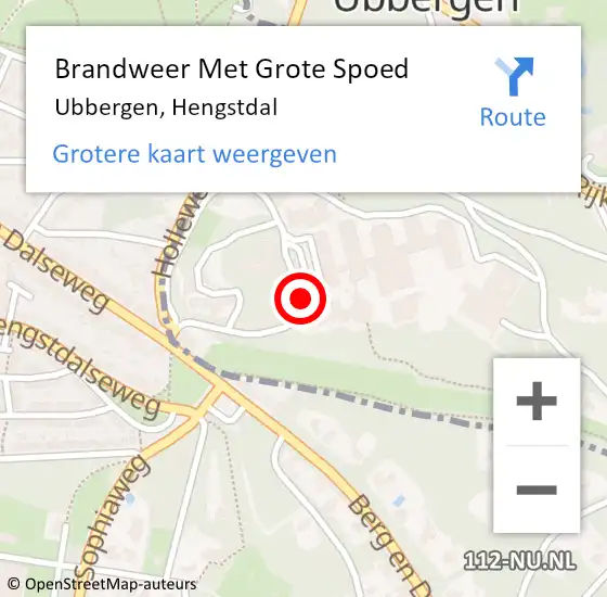 Locatie op kaart van de 112 melding: Brandweer Met Grote Spoed Naar Ubbergen, Hengstdal op 6 juli 2017 17:26