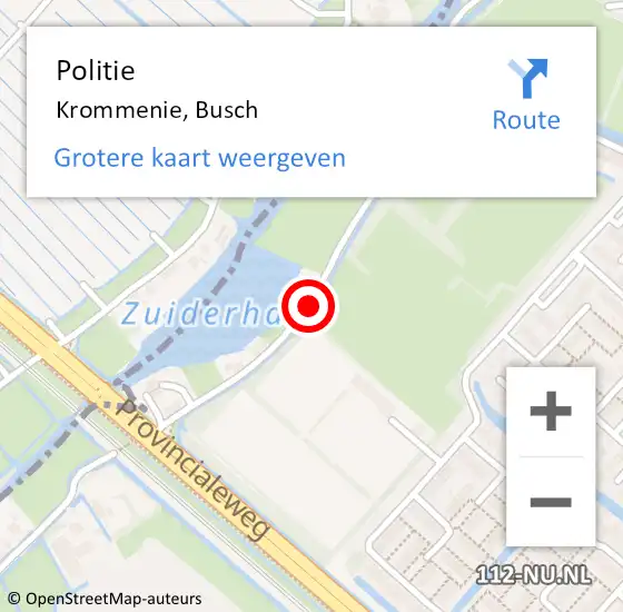 Locatie op kaart van de 112 melding: Politie Krommenie, Busch op 6 juli 2017 18:11