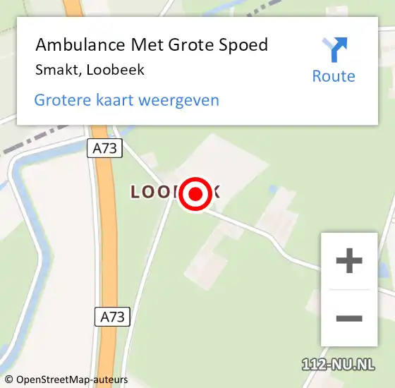Locatie op kaart van de 112 melding: Ambulance Met Grote Spoed Naar Smakt, Loobeek op 6 juli 2017 18:29