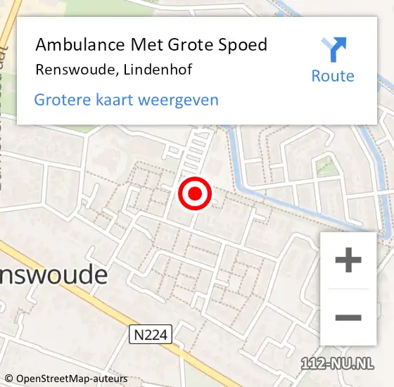 Locatie op kaart van de 112 melding: Ambulance Met Grote Spoed Naar Renswoude, Lindenhof op 6 juli 2017 18:49