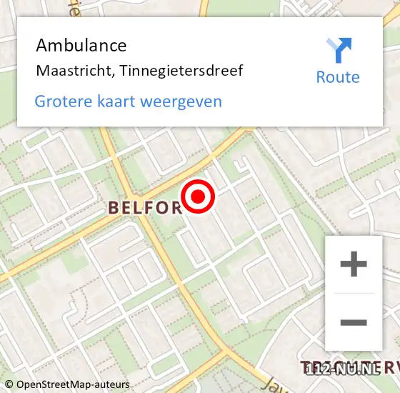 Locatie op kaart van de 112 melding: Ambulance Maastricht, Tinnegietersdreef op 26 januari 2014 07:56