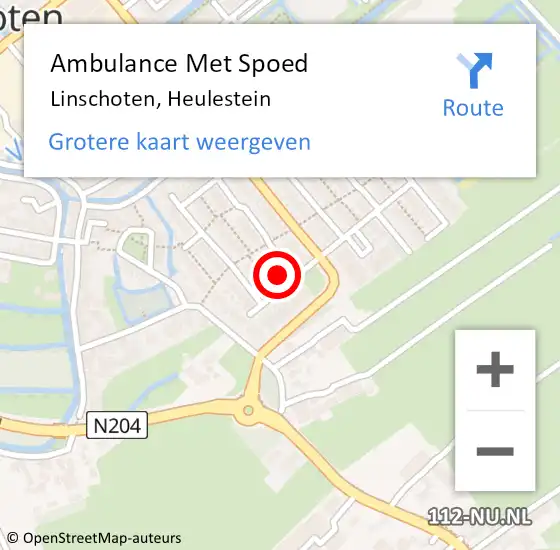 Locatie op kaart van de 112 melding: Ambulance Met Spoed Naar Linschoten, Heulestein op 6 juli 2017 21:06