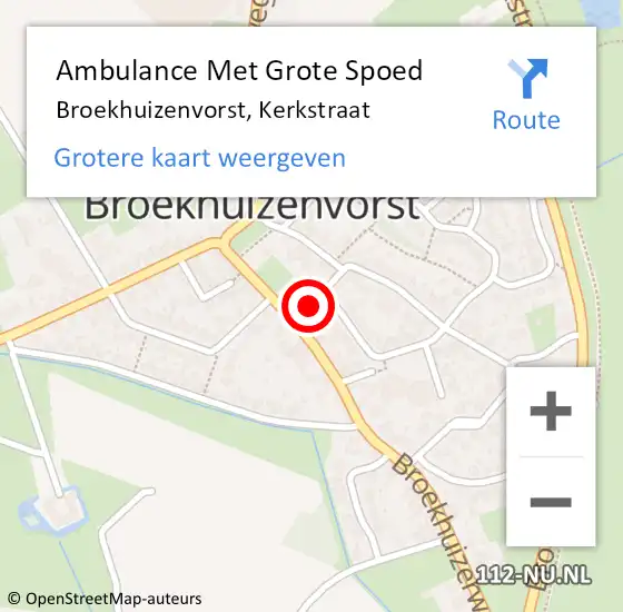 Locatie op kaart van de 112 melding: Ambulance Met Grote Spoed Naar Broekhuizenvorst, Kerkstraat op 6 juli 2017 21:20