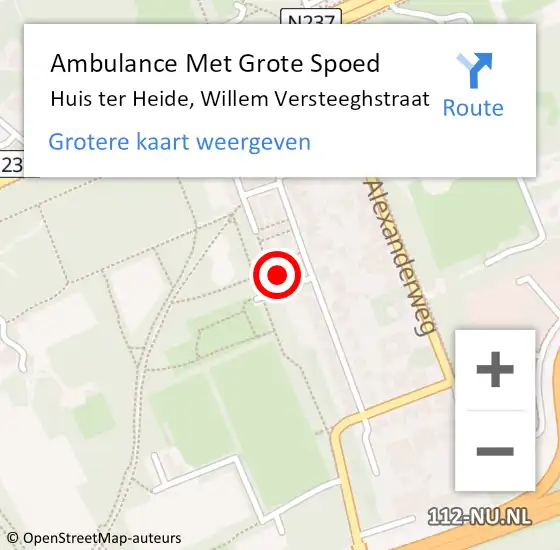 Locatie op kaart van de 112 melding: Ambulance Met Grote Spoed Naar Huis ter Heide, Willem Versteeghstraat op 6 juli 2017 21:43