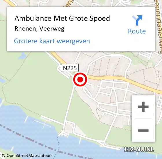 Locatie op kaart van de 112 melding: Ambulance Met Grote Spoed Naar Rhenen, Veerweg op 6 juli 2017 22:44