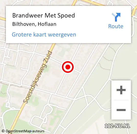 Locatie op kaart van de 112 melding: Brandweer Met Spoed Naar Bilthoven, Hoflaan op 6 juli 2017 22:56