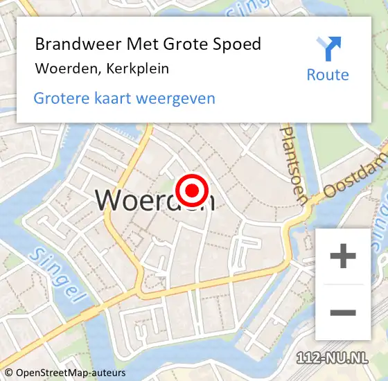 Locatie op kaart van de 112 melding: Brandweer Met Grote Spoed Naar Woerden, Kerkplein op 6 juli 2017 23:06