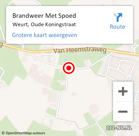 Locatie op kaart van de 112 melding: Brandweer Met Spoed Naar Weurt, Oude Koningstraat op 6 juli 2017 23:59