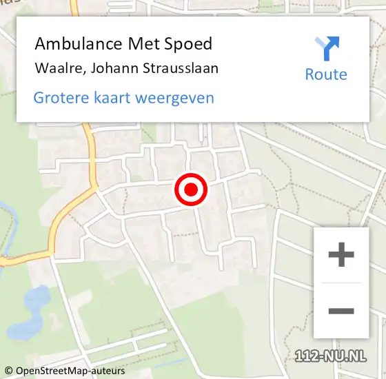 Locatie op kaart van de 112 melding: Ambulance Met Spoed Naar Waalre, Johann Strausslaan op 7 juli 2017 00:29