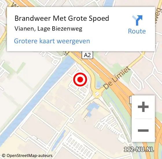 Locatie op kaart van de 112 melding: Brandweer Met Grote Spoed Naar Vianen Ut, Lage Biezenweg op 7 juli 2017 00:31