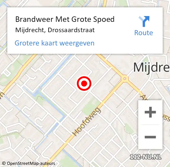 Locatie op kaart van de 112 melding: Brandweer Met Grote Spoed Naar Mijdrecht, Drossaardstraat op 7 juli 2017 00:50