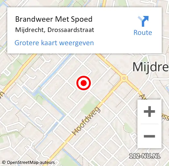 Locatie op kaart van de 112 melding: Brandweer Met Spoed Naar Mijdrecht, Drossaardstraat op 7 juli 2017 01:11