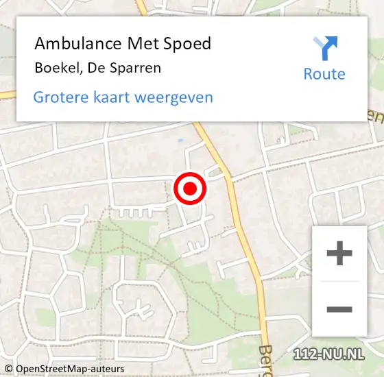 Locatie op kaart van de 112 melding: Ambulance Met Spoed Naar Boekel, De Sparren op 7 juli 2017 01:39