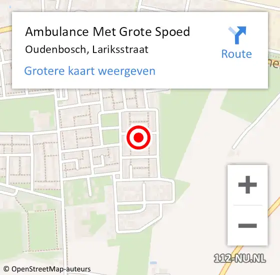 Locatie op kaart van de 112 melding: Ambulance Met Grote Spoed Naar Oudenbosch, Lariksstraat op 7 juli 2017 01:56