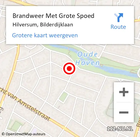 Locatie op kaart van de 112 melding: Brandweer Met Grote Spoed Naar Hilversum, Bilderdijklaan op 7 juli 2017 03:28