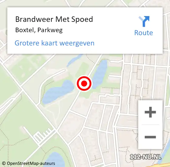 Locatie op kaart van de 112 melding: Brandweer Met Spoed Naar Boxtel, Parkweg op 7 juli 2017 03:34