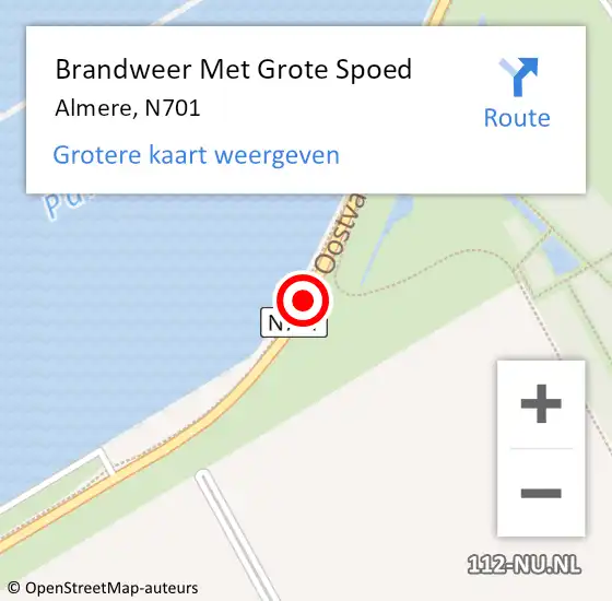 Locatie op kaart van de 112 melding: Brandweer Met Grote Spoed Naar Almere, N701 op 7 juli 2017 05:01