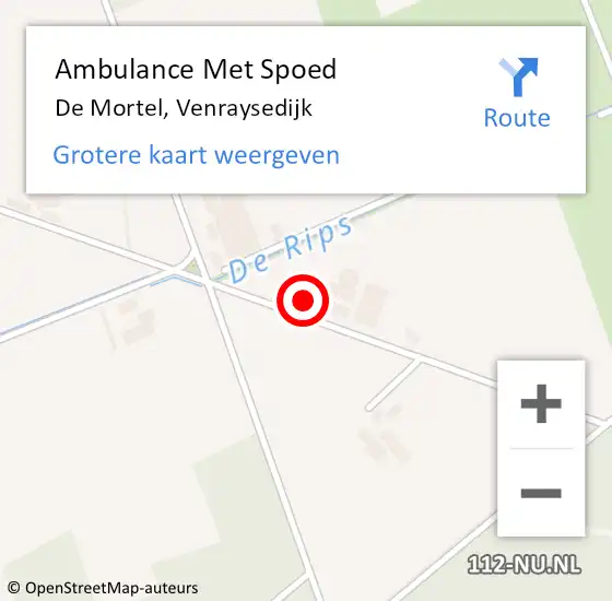 Locatie op kaart van de 112 melding: Ambulance Met Spoed Naar De Mortel, Venraysedijk op 7 juli 2017 06:16