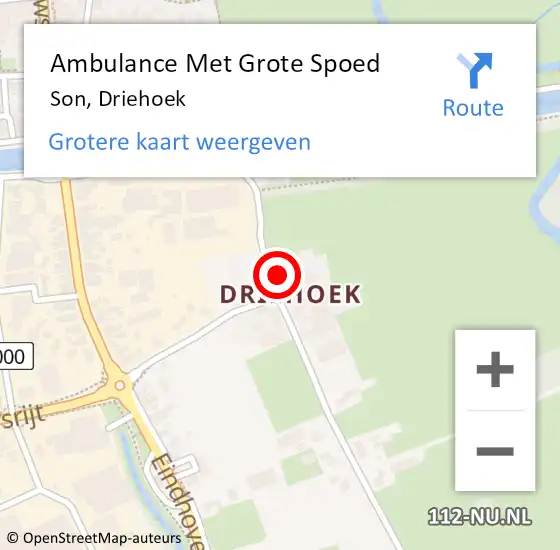 Locatie op kaart van de 112 melding: Ambulance Met Grote Spoed Naar Son, Driehoek op 7 juli 2017 07:38