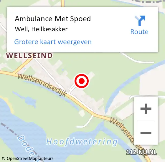 Locatie op kaart van de 112 melding: Ambulance Met Spoed Naar Well, Heilkesakker op 7 juli 2017 08:16