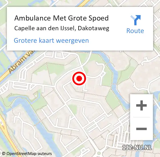 Locatie op kaart van de 112 melding: Ambulance Met Grote Spoed Naar Capelle aan den IJssel, Dakotaweg op 7 juli 2017 08:29