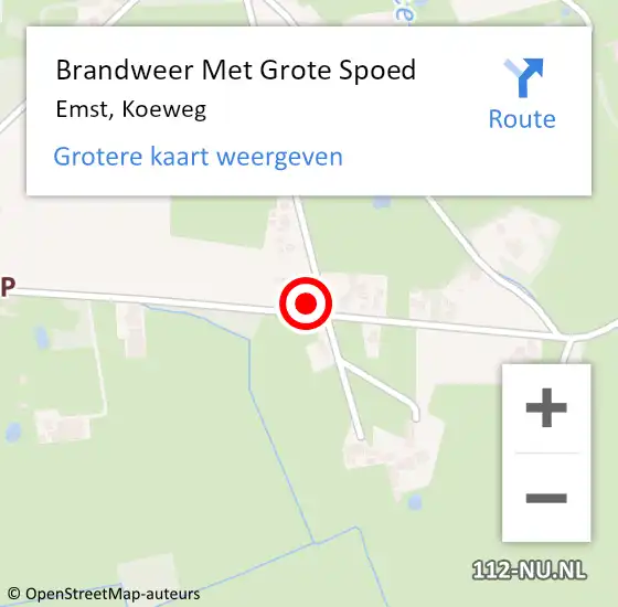 Locatie op kaart van de 112 melding: Brandweer Met Grote Spoed Naar Emst, Koeweg op 7 juli 2017 09:14