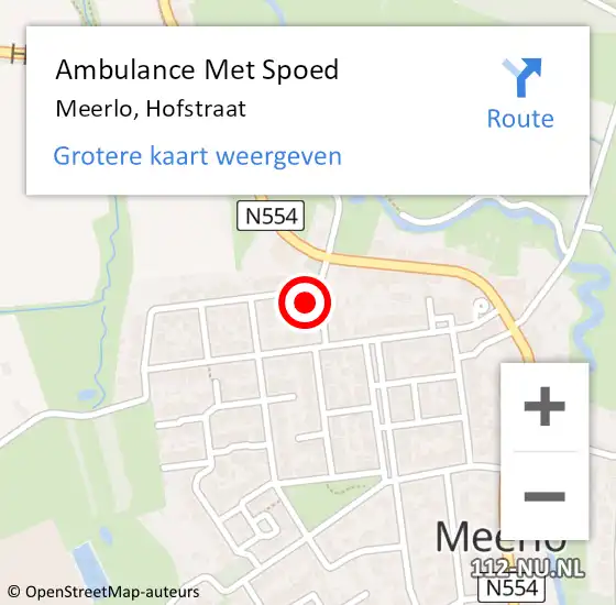 Locatie op kaart van de 112 melding: Ambulance Met Spoed Naar Meerlo, Hofstraat op 7 juli 2017 09:30