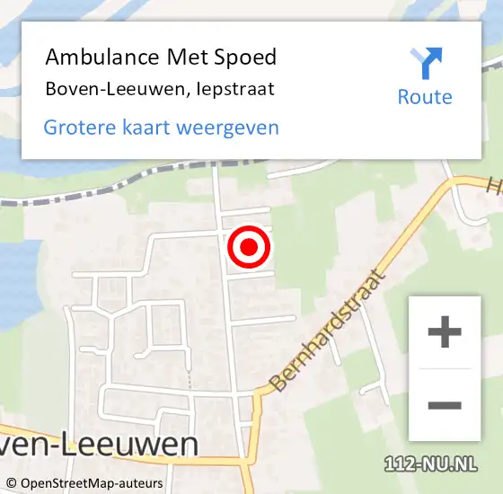 Locatie op kaart van de 112 melding: Ambulance Met Spoed Naar Boven-Leeuwen, Iepstraat op 7 juli 2017 09:50