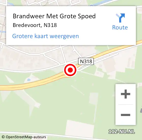 Locatie op kaart van de 112 melding: Brandweer Met Grote Spoed Naar Bredevoort, N318 op 7 juli 2017 09:51