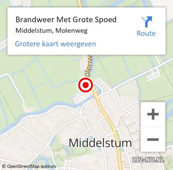 Locatie op kaart van de 112 melding: Brandweer Met Grote Spoed Naar Middelstum, Molenweg op 7 juli 2017 10:56